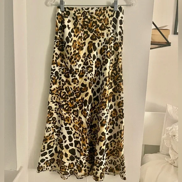 leopard pattern leopard print midi skirt other stories